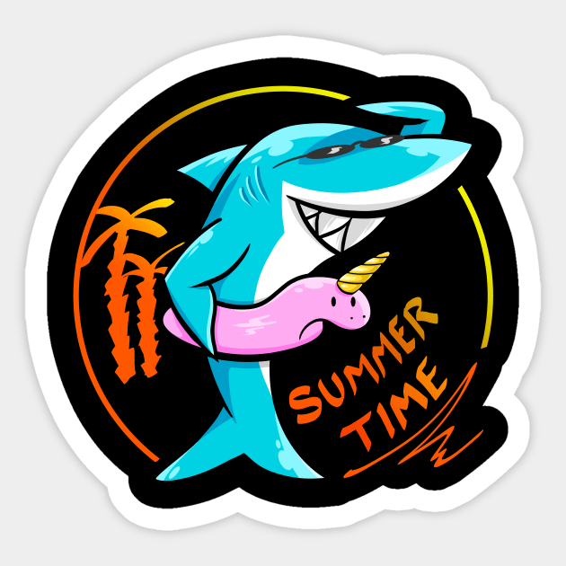 Unicorn Float Shark Summer Sticker by Gazpakio